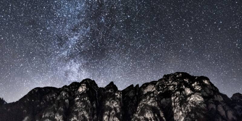 night sky astronomy mountains